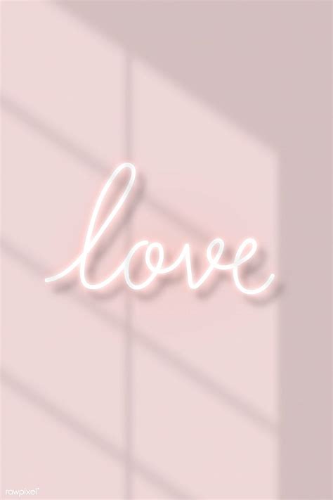 Love Neon Text With Natural Light Vector Premium Sasi Pastel Pink