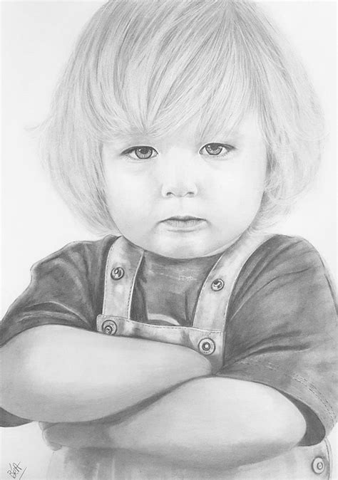 Dessin Portrait Enfant Aux Crayons Par La Bulle à Béa Format A4