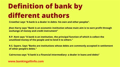 Its main activities include *asset management, m&a (mergers and acquisitions), research, raising capital. Definition of bank by different authors | Bankingallinfo