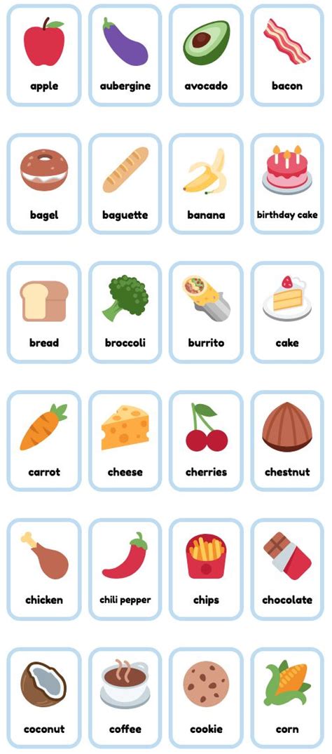 English Food Flashcards Food Flashcards English Food Flashcards For