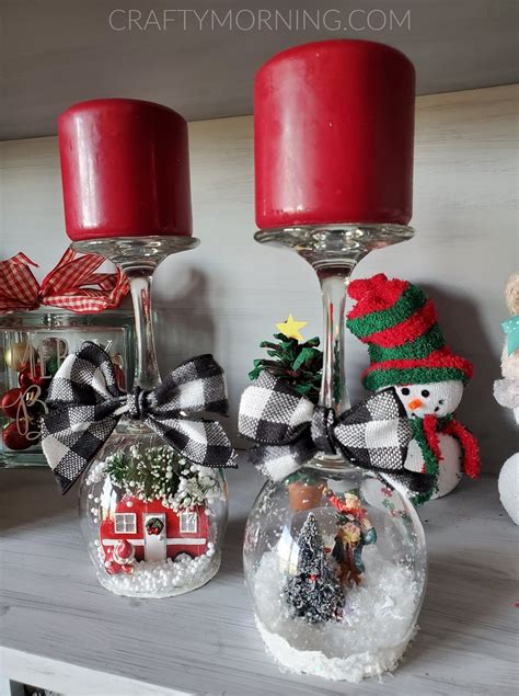 Make These Adorable Little Wine Glass Snow Globe Candle Holders For