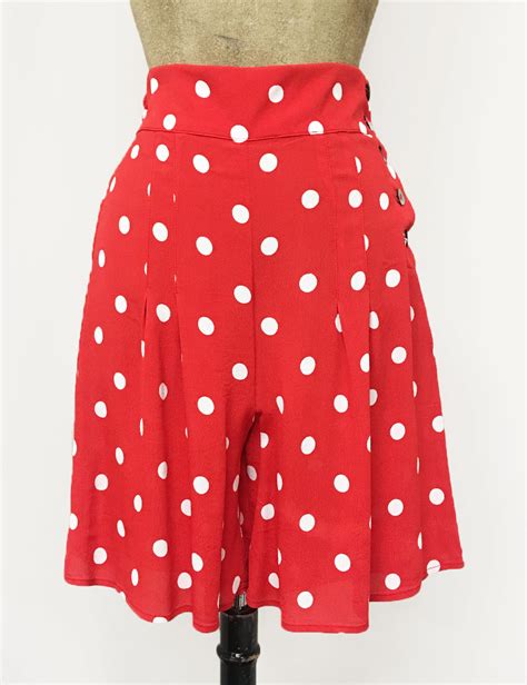 Vintage Inspired Red And White Big Polka Dot High Waisted Shorts Final Loco Lindo