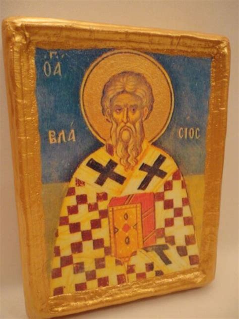 Saint Blaise Blasios Icone Ikona Byzantine Greek Orthodox Historic Icon