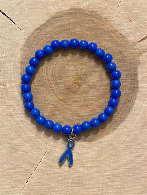 Colon Cancer Awareness Bracelet Blue Ribbon Charm Bracelet Etsy