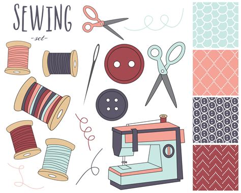 Sewing Kit Digital Clipart Clip Art Illustrations Instant Clipart My