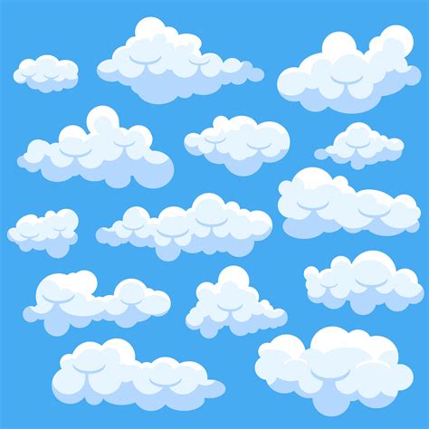 Conjunto De Nubes De Dibujos Animados Vector En Vecteezy