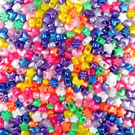 Plastic Pony Bead Shapes Mix Pearl Colors 125 Beads Pony Bead Store