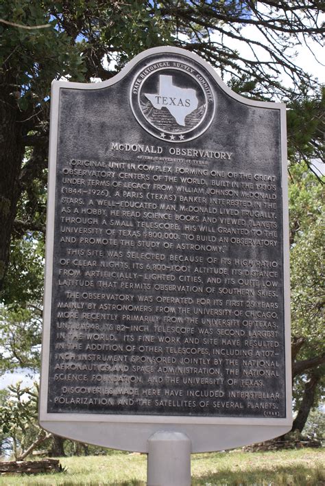 Texas Historical Marker Mcdonald Observatory