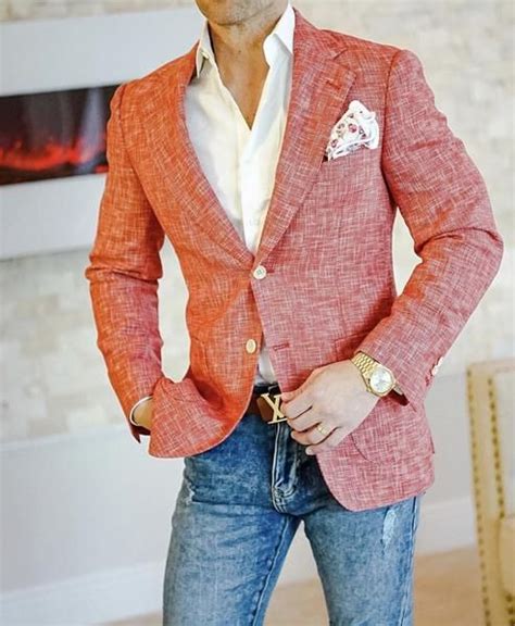 Cranberry Cardinale Lino Tweed Jacket Mens Fashion Blazer Mens