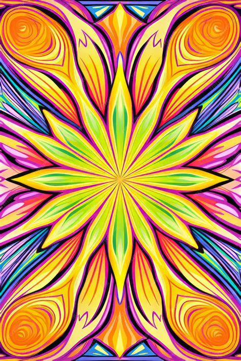 Premium Ai Image A Psychedelic Flower Design In Bright Colors