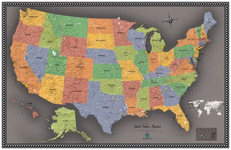 Usa Political Wall Map Contemporary Style Mapscomcom Images