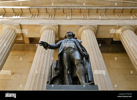 George Washington Statue And Federal Hall National Memorial On Wall