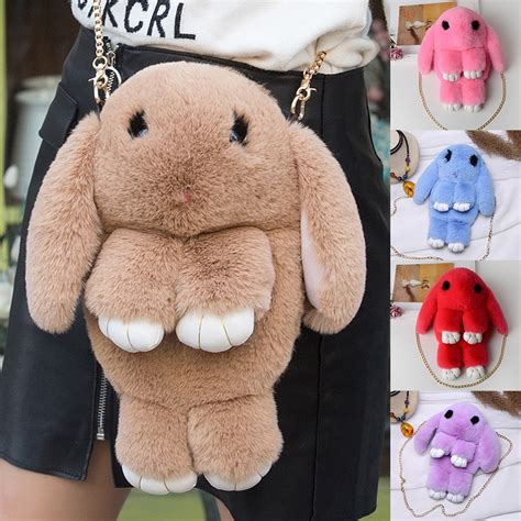 Ready Stock Cute Rabbit Sling Bag Fluffy Bunny Bags Shoulder Crossbody