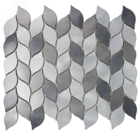 Afd 07 Aluminum Silver And Grey Leaf Metal Mosaic Tile