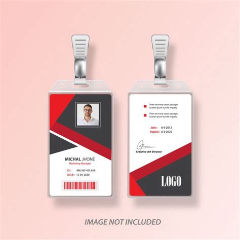 Identification cards speak for themselves as they are used to identify a specific individual who owns the specific id card. Red & Black Identification Or Id Card Vector Design ...