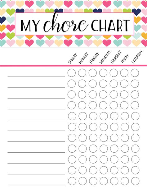 Kids Chore Chart For Girls