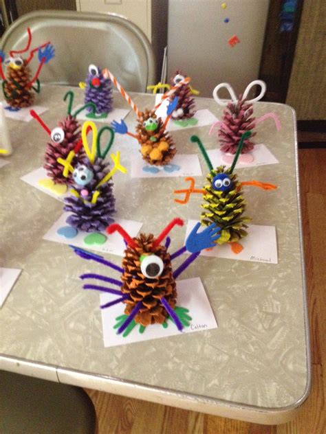 Pine Cone Monsters Pinecone Crafts Kids Crafts Pine Cone Art