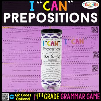 Detailed lesson plan in english. 4th Grade Prepositions & Prepositional Phrases Game by One ...