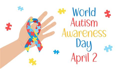 World Autism Awareness Day Hand Holding Awareness Ribbon With Puzzles