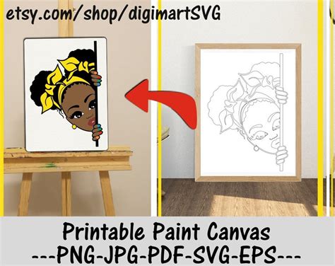Afro Girl Png Peekaboo Coloring Pages Printable Paint Canvas Paint
