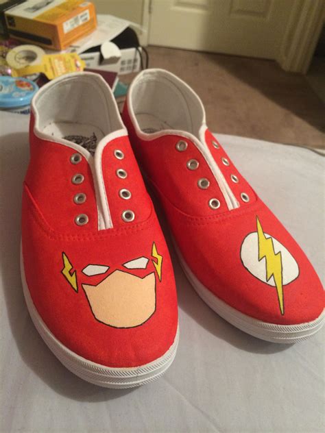 Marvel Flash Shoes Handmade Acrylic Painted Superhero Custom Vans Shoes