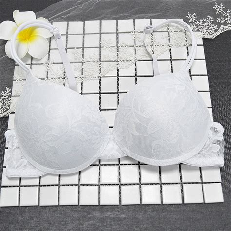Noenname White Bras Push Up Lace Women Underwear Lingerie Sexy Mesh Floral Underwire Bralette