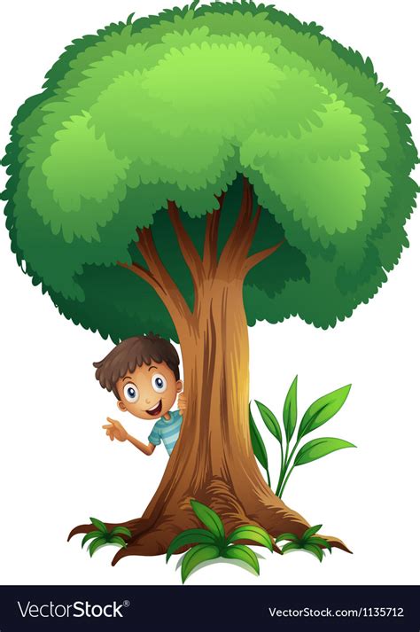 A Boy And A Tree Royalty Free Vector Image Vectorstock