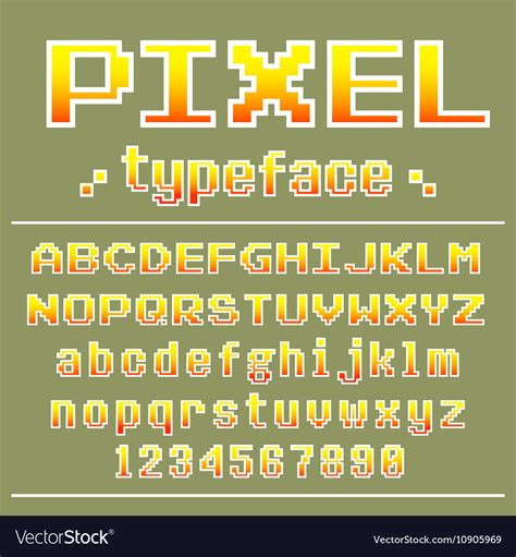 Pixel Font 8 Bit Typeface For Retro Games Design Vector Image