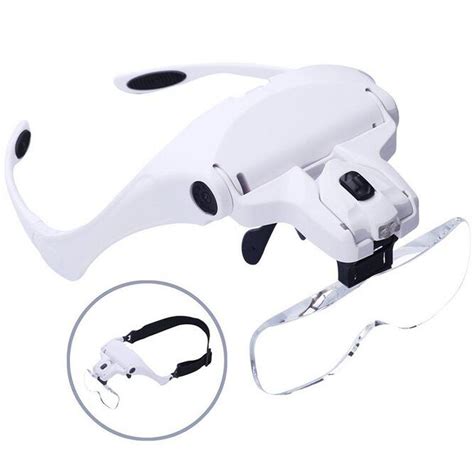 head magnifier glasses head mount magnifying glasses with led light for reading headset loupe