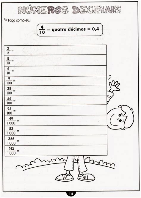 Atividades De Numeros Decimais 4 Ano