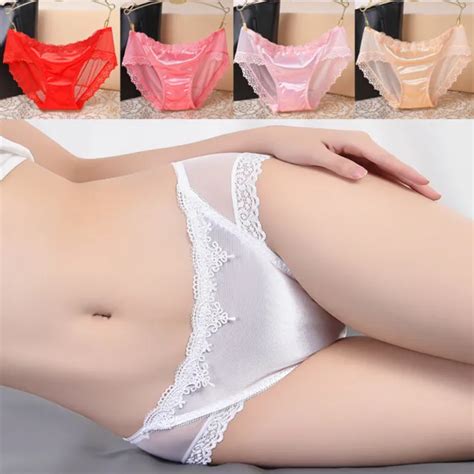womens sexy shiny satin lace knickers briefs underwear seamless panties lingerie 2 27 picclick