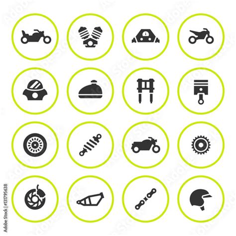Set Round Icons Of Motorcycle Stock Image And Royalty Free Vector