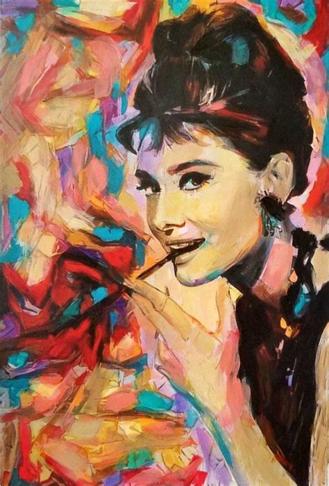 Audrey Hepburn Canvas Acrylic Portrait Painting Original Etsy