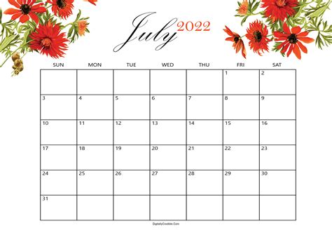 Blank July Calendar Printable Printable Word Searches