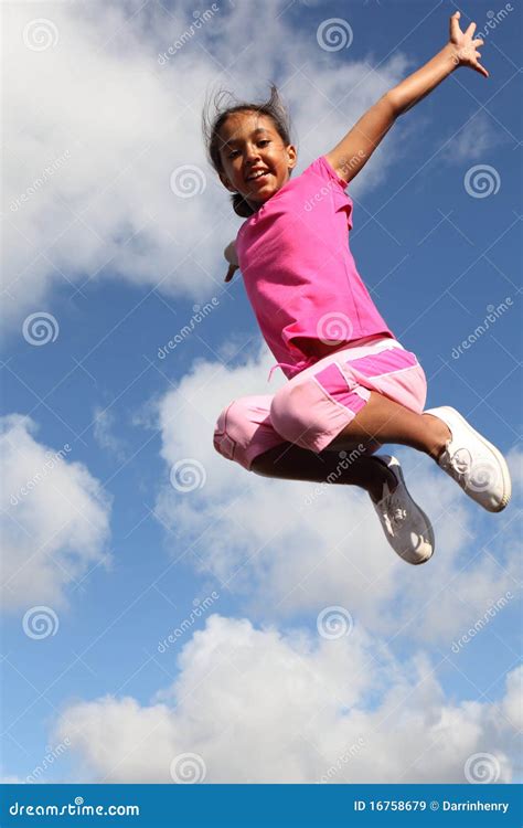 Success Shows In Excited Girl Leaping In The Air Stock Image Image 16758679