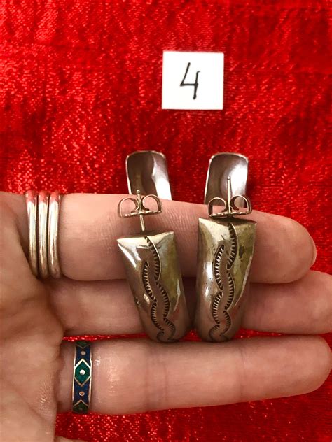 One Pair Of Vintage One Of A Kind Sterling Silver Native Etsy