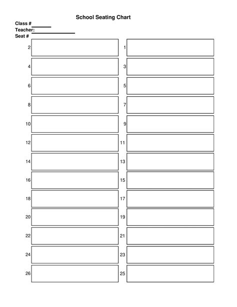 Free Printable Classroom Seating Chart Templates Pdf Word Excel