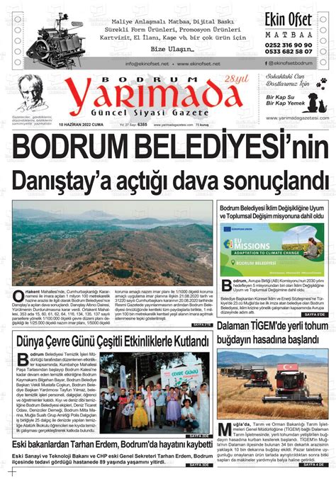 10 Haziran 2022 tarihli Bodrum Yarimada Gazete Manşetleri