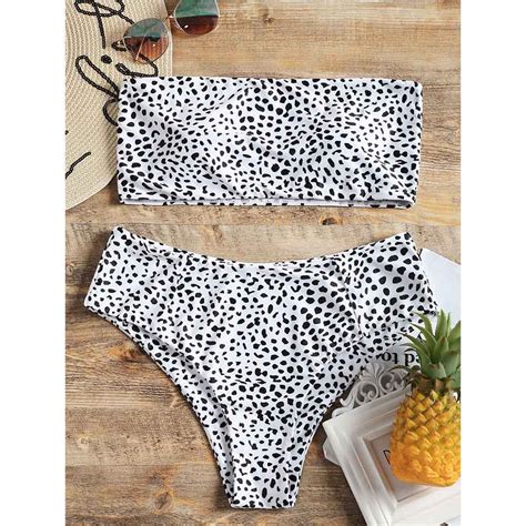 ZAFUL Bandeau Bikini Set New Plus Size Women Swimsuit Leopard Print Swimwear Sexy Padded