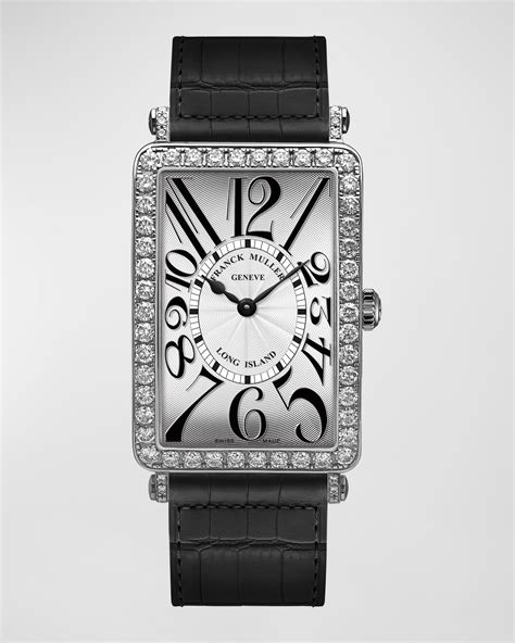 Franck Muller 20mm Round 18K White Gold 2-Row Diamond Watch with