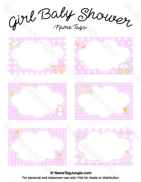 They make perfect cupcake toppers, gift tags, stickers and wraps. Free printable girl baby shower name tags. The template ...