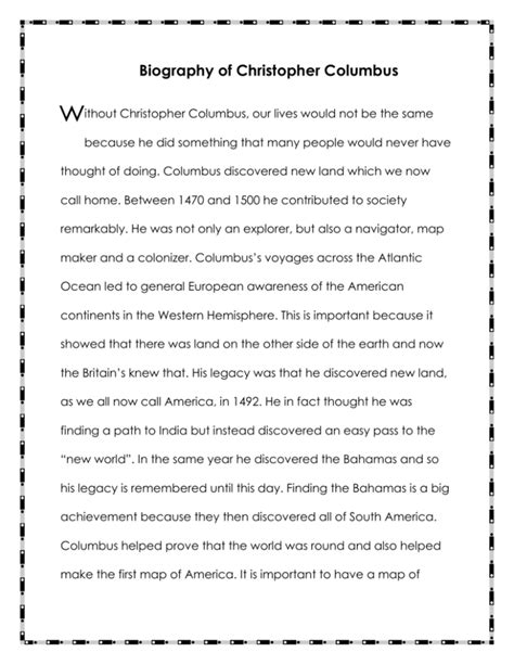 Final Biography Christopher Columbus