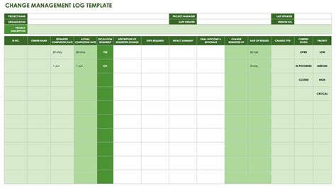 Change Management Template Excel