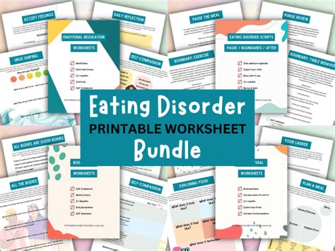 Eating Disorder Printable Worksheet Bundle More Love Org