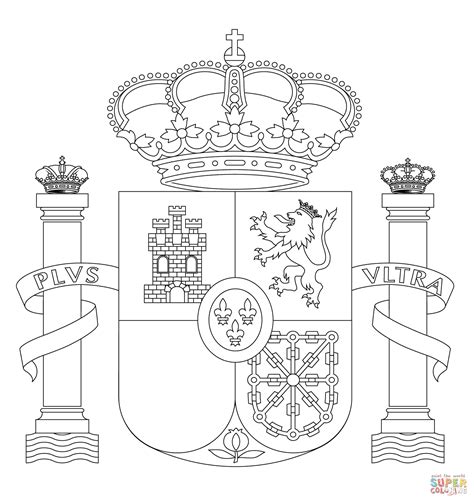 Spain Flag Emblem Coloring Page Thousand Of The Best Printable