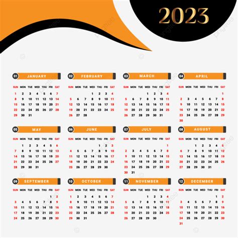 2023 Yellow Black And Golden Calendar With Geometric Style Calendar