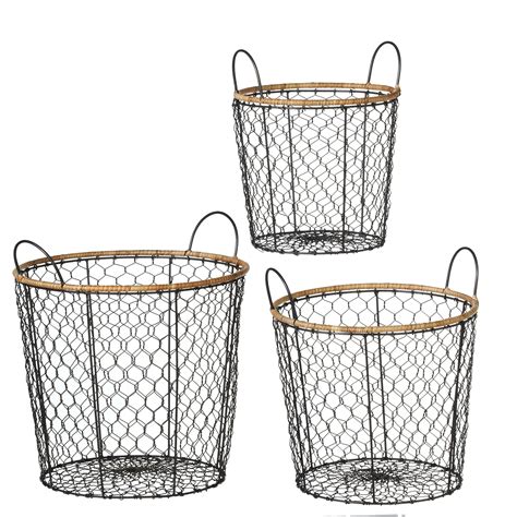 Cbk Metal 3 Piece Set Chicken Wire Basket With Handles 160849 Walmart