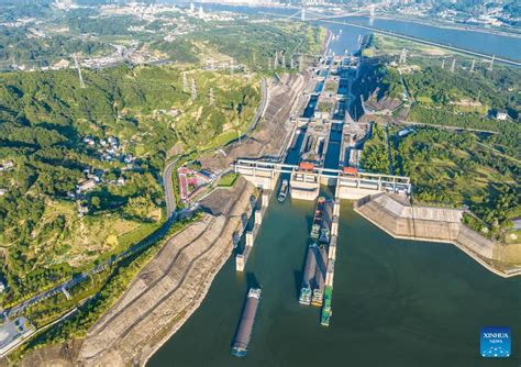 monthly cargo throughput via five tier ship locks at three gorges dam reaches record high