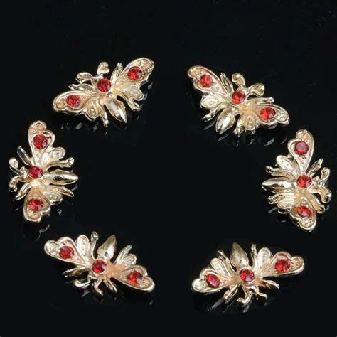 20pcslot 1811mm New Style Butterfly With Red Rhinestone Alloy Hair Embellishments Diy Hair