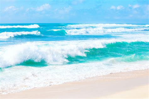 Beautiful Blue And Green Ocean Waters And Waves Of Hawaii Stock Image